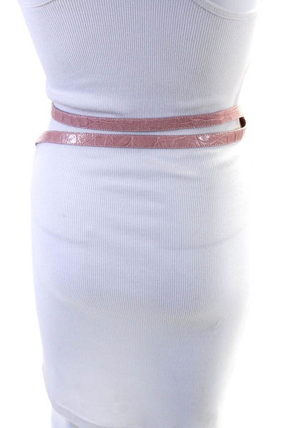 Dolce and Gabbana Womens Crocodile Skinny Double Wrap Belt Light Pink Size 32
