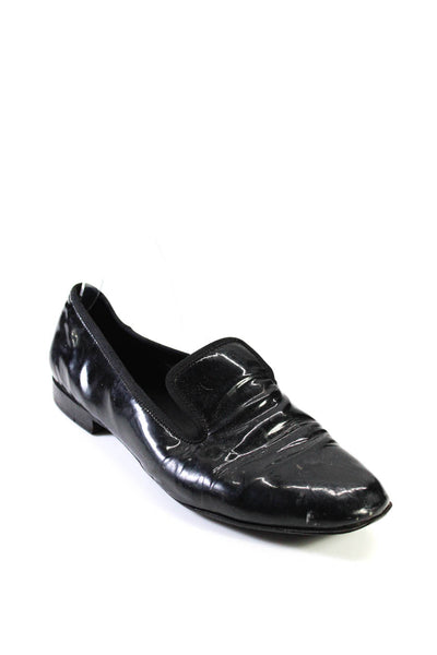 Celine Womens Patent Leather Slide On Casual Loafers Black Size 39.5 9.5