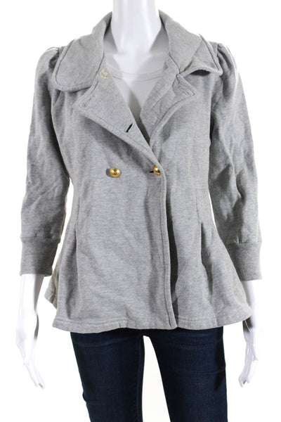 Juicy Couture Womens Cotton Collared Double Breasted Flared Coat Gray Size M