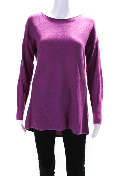 Caslon Womens Cashmere Round Neck Long Sleeve Pullover Sweater Fuchsia Size M