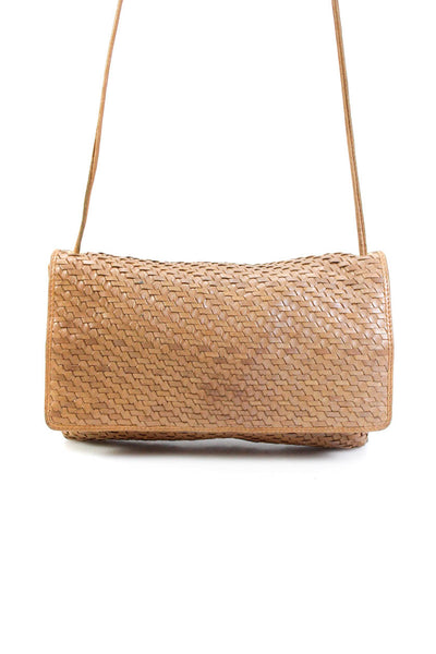 Bottega Veneta Womens Small Intrecciato Leather Flap Crossbody Handbag Brown