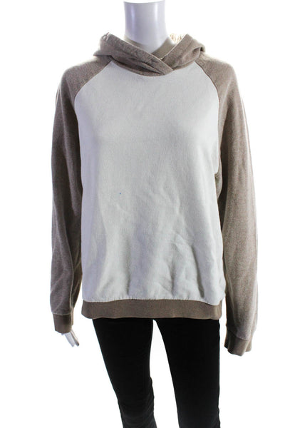 Saks Fifth Avenue Women s Hood Long Sleeves Sweatshirt Beige Size S