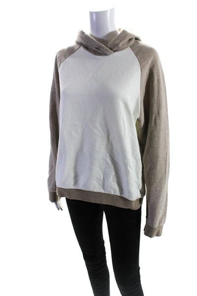 Saks Fifth Avenue Women s Hood Long Sleeves Sweatshirt Beige Size