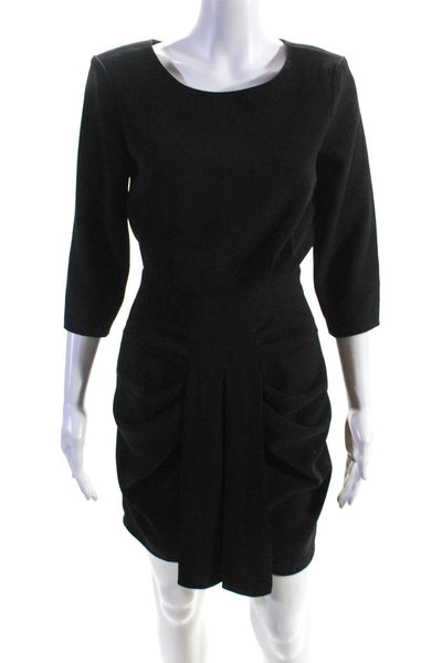 Ba&Sh Women's Scoop Neck Long Sleeves Cinch Mini Dress Black Size XS