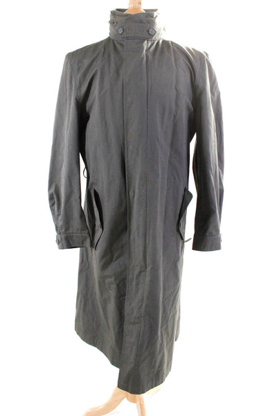 Bloomingdales The Mens Store Mens Zip Front Mock Neck Long Coat Gray Size 42