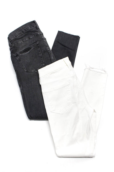 Mother Zara Women's High Waist Raw Hem Ankle Skinny Jeans White Size 25 S, Lot 2