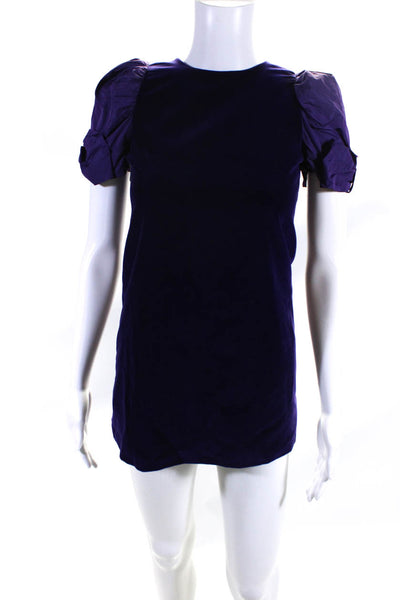 Il Gufo Girls Back Zip Short Sleeve Crew Neck Velvet Dress Purple Size 10