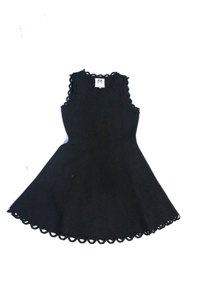 Milly Minis Girls Scalloped Hem Sleeveless Round Neck A Line Dress Black Size 10
