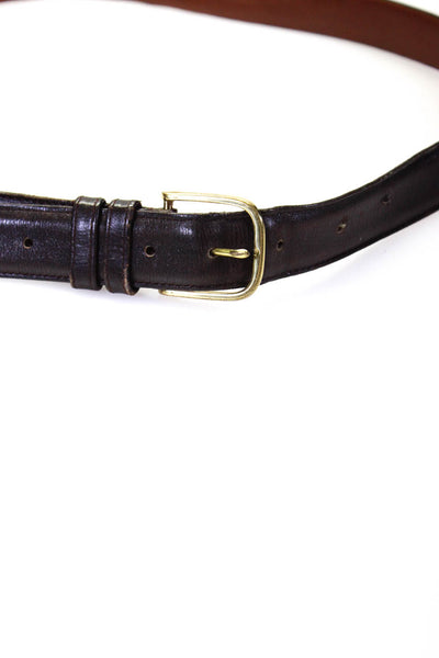 Coach Womens English Calfskin Leather Brass Frame Buckle Belt Brown Size 40"