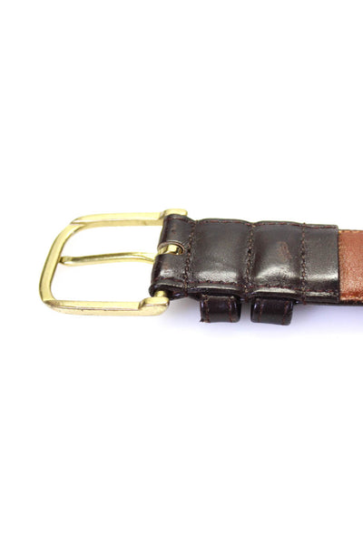 Coach Womens English Calfskin Leather Brass Frame Buckle Belt Brown Size 40"