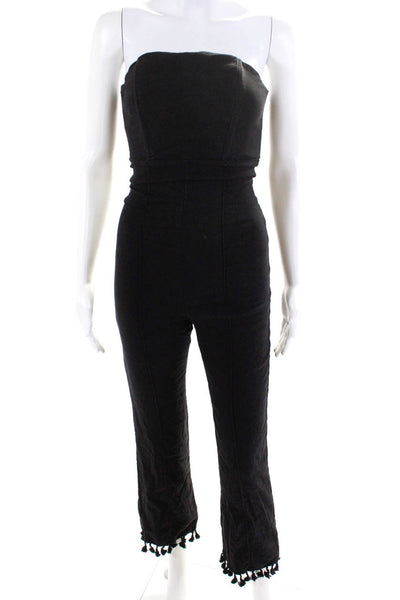 Stone Cold Fox Womens Woven Strapless Slim Cut Zip Up Jumpsuit Black Size 1