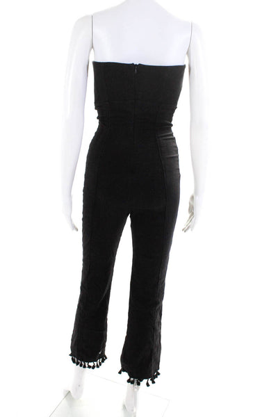 Stone Cold Fox Womens Woven Strapless Slim Cut Zip Up Jumpsuit Black Size 1