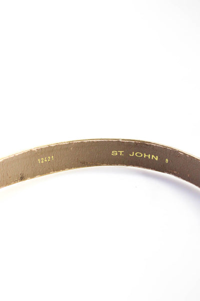 St. John Womens Leather Geometric Print Belt Gold Black Size 8