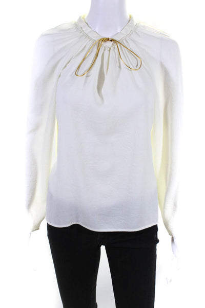 Maje Womens 3/4 Sleeve Keyhole Neckline Silk Shirt White Size 1