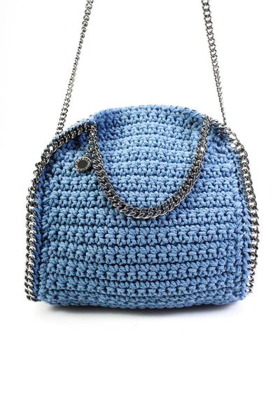 Stella McCartney Women's Mini Falabella Crochet Tote Crossbody Bag Blue