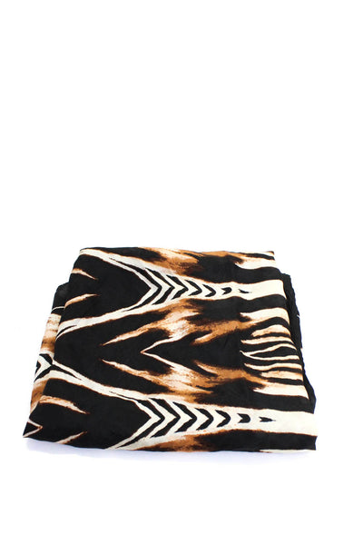 Vince Camuto Womens Square Abstract Printed Silk Scarf Brown Black White