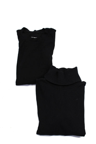 Splits 59 J Crew Womens Ribbed Tee Shirt Bodysuit Black Size Small Medium Lot 2