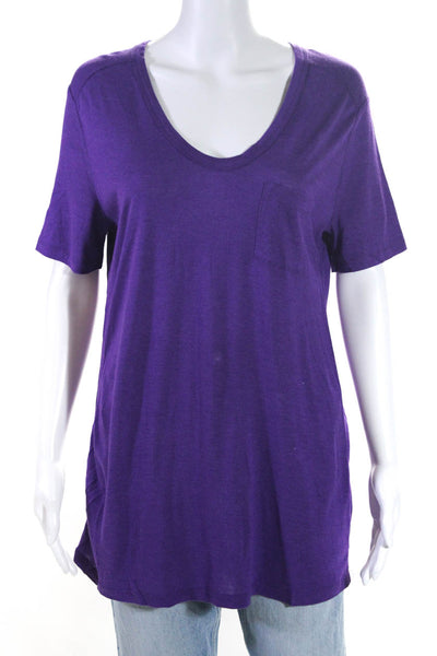 T Alexander Wang Womens Jersey Knit Round Neck Short Sleeve Shirt Purple Size M