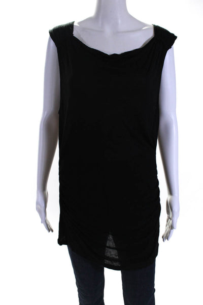 Tahari Women's Scoop Neck Sleeveless Tunic Blouse Black Size XL