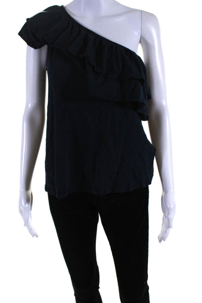 Ba&Sh Women's Asymmetrical One Shoulder Blouse Navy Blue Size 1