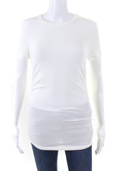 Philanthropy Women's Short Sleeve Ruched Crewneck Tee White Size XS