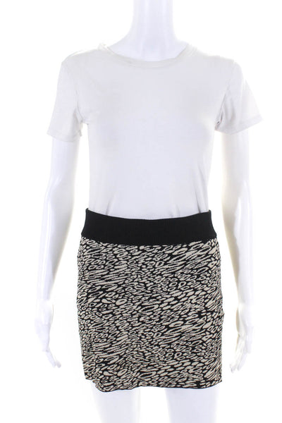 Catherine Malandrino Womens Elastic Spotted Micro Mini Skirt Black White Size S