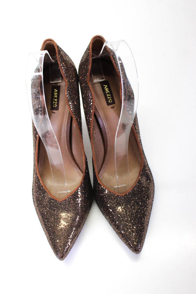 Arezzo Womens Slide On Pointed Toe Pumps Bronze Size 41 11