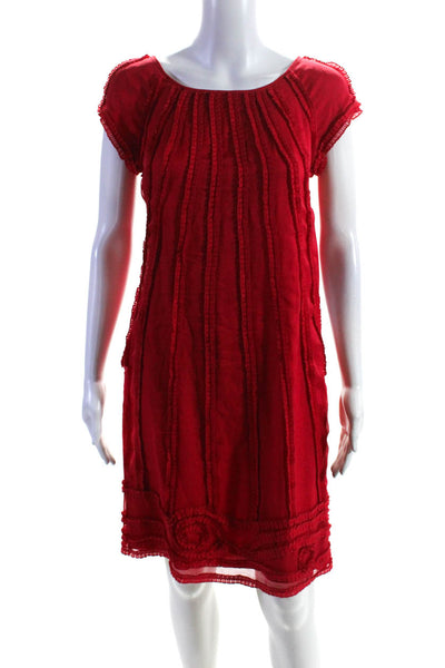 Catherine Malandrino Women's Silk Sleeveless Ruffle Mini Dress Red Size 2