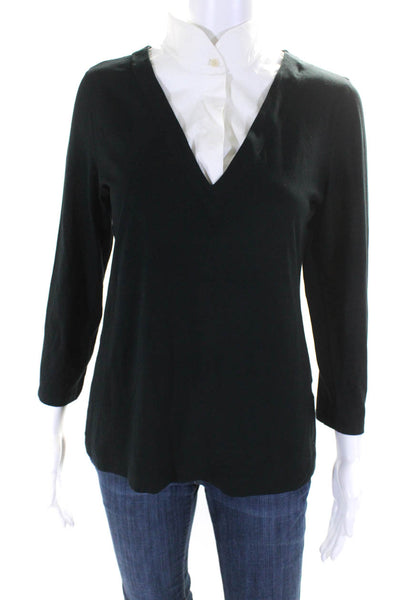 Akris Punto Women's 3/4 Sleeve Layered Pullover Sweater Black Size 12