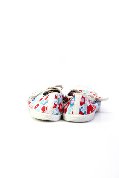 Jacadi Girls Red Blue Floral Print Double Strap Sneaker Shoes Size 5