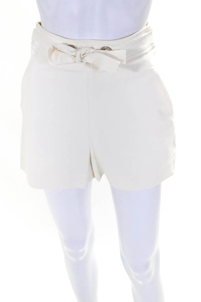 Proenza Schouler Womens Cotton Belted Tied Darte Side Zipped Shorts White Size 0