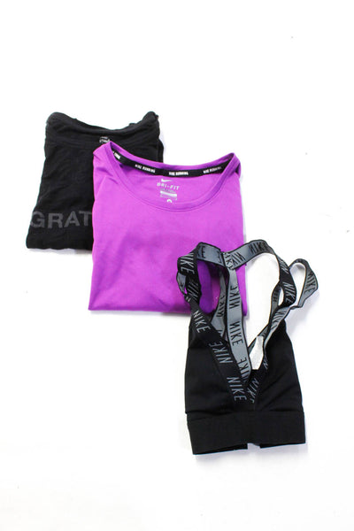 Nike Womens Athletic Short Sleeved T Shirts Sports Bra Purple Black Size M  Lot 3