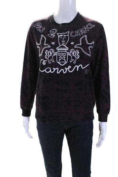 Carven Womens Soutache Embroidered Crew Neck Sweatshirt Black Burgundy -  Shop Linda's Stuff