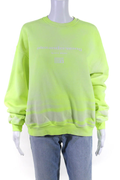 Alexander Wang Womens Knit Logo Pullover Sweatshirt Neon Green Size Size XXS