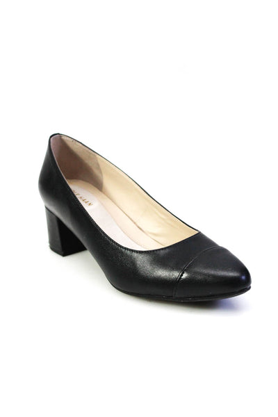 Cole Haan Go To Womens Leather Cap Toe Slide On Pumps Black Size 6.5 B