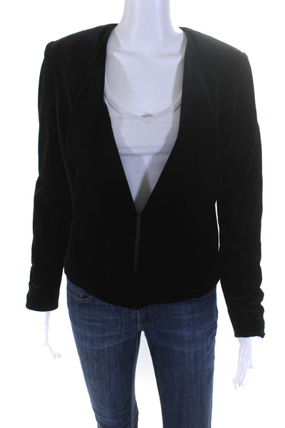 Tahari Women's Long Sleeve Hook & Eye Velvet Short Jacket Black Size 4