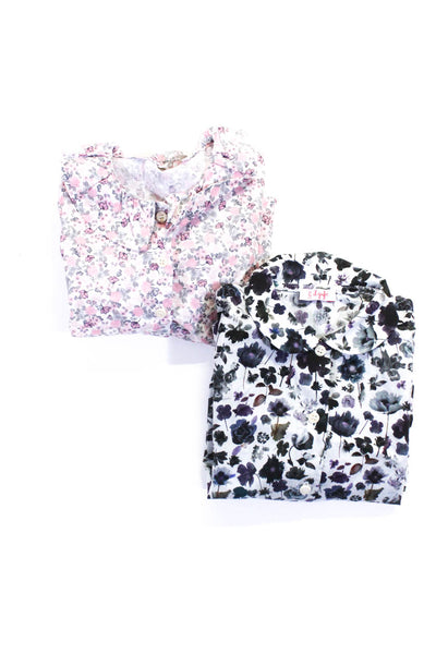 Il Gufo Girls Button Front Floral Shirts White Pink Gray Size 18 Months 2 Lot 2