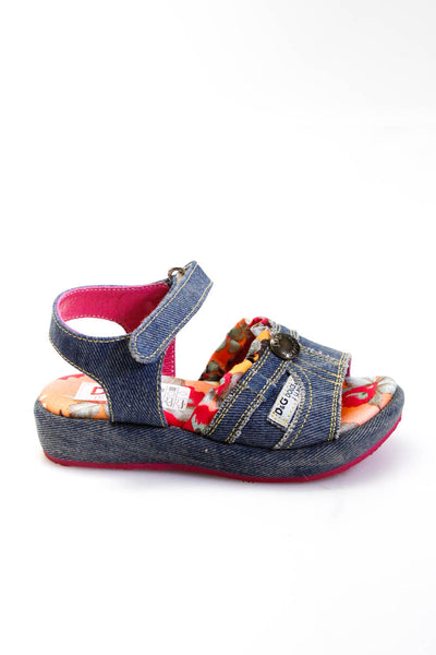 Dolce & Gabbana Junior Girls Denim Ankle Strap Sandals Blue Size 27 10