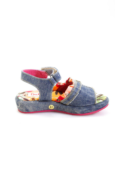 Dolce & Gabbana Junior Girls Denim Ankle Strap Sandals Blue Size 27 10