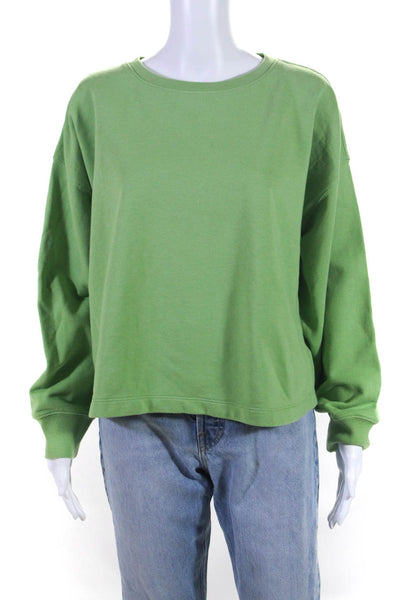 J Crew Women's Cotton Long Sleeve Crewneck Sweatshirt Green Size L