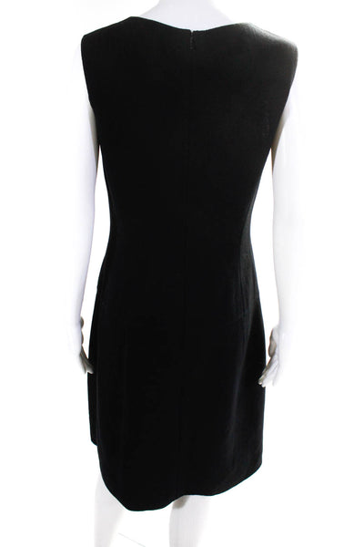 Oscar de la Renta Womens Wool Pleated Sleeveless Zip A-Line Dress Black Size 6