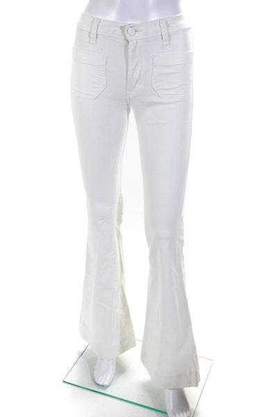 Hudson Womens Cotton Denim High Rise Flared Leg Zip Up Jeans White Size 24