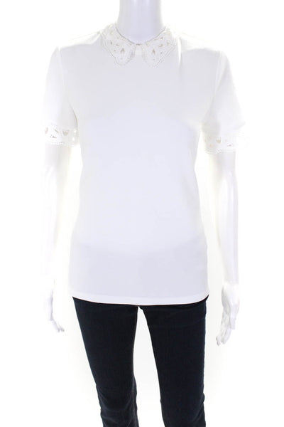 Karl Lagerfeld Women's Short Sleeve Mock Neck Blouse White Size XS