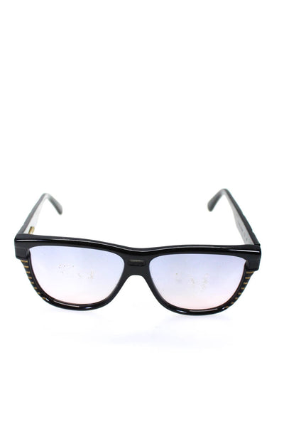 Claudia Carlotti Womens Striped Square Frame Evelyne CS10 Sunglasses Black