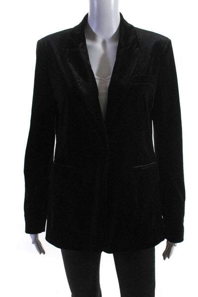 Rachel Zoe Women's Velvet One-Button Lined Blazer Jacket Black Size 8