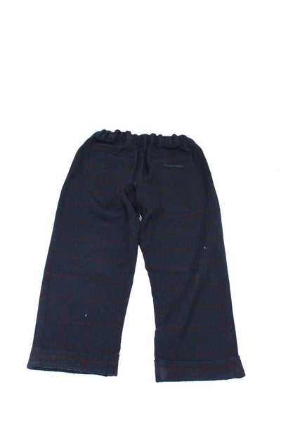 Jacadi Boys Elastic Waist Plaid print Casual Pants Navy Size S