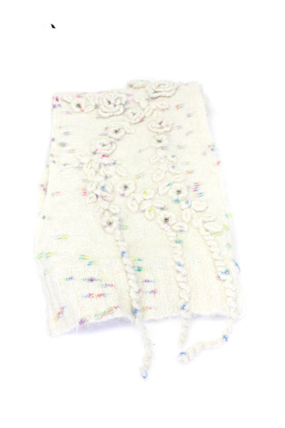 Love Shack Fancy Womens Rainbow Speckled Alpaca Knit Scarf White One Size