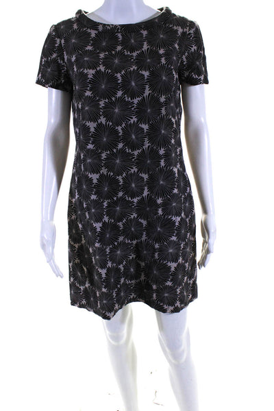 Milly Of New York Womens Floral Print Short Sleeves Dress Black Pink Size 8