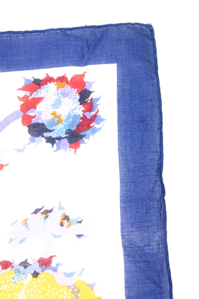 Gucci Womens Floral Print Woven Handkerchief Scarf Blue White Purple 18"