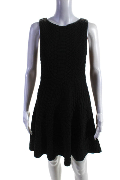 Catherine Malandrino Womens Back Zip Sleeveless Quilted Flare Dress Black Size 4